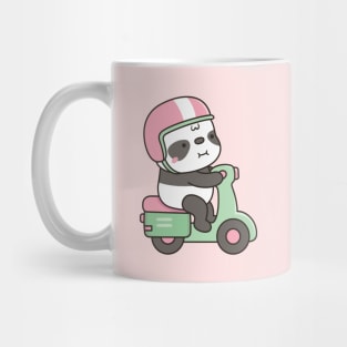 Cute Little Panda Riding Green Scooter Mug